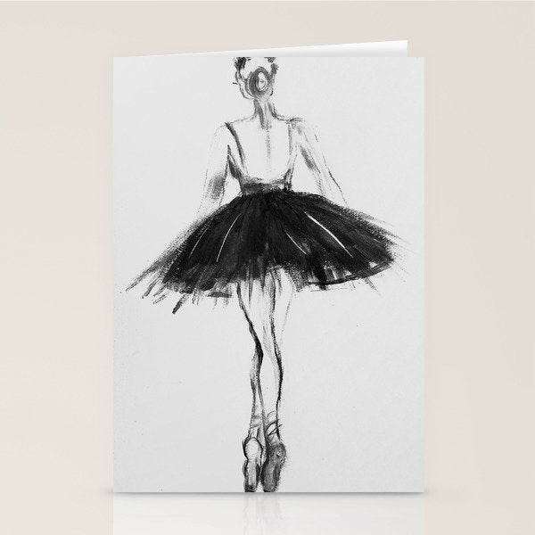 Ballerina, black white, pastel, charcoal Stationery Card Gallery Image 2