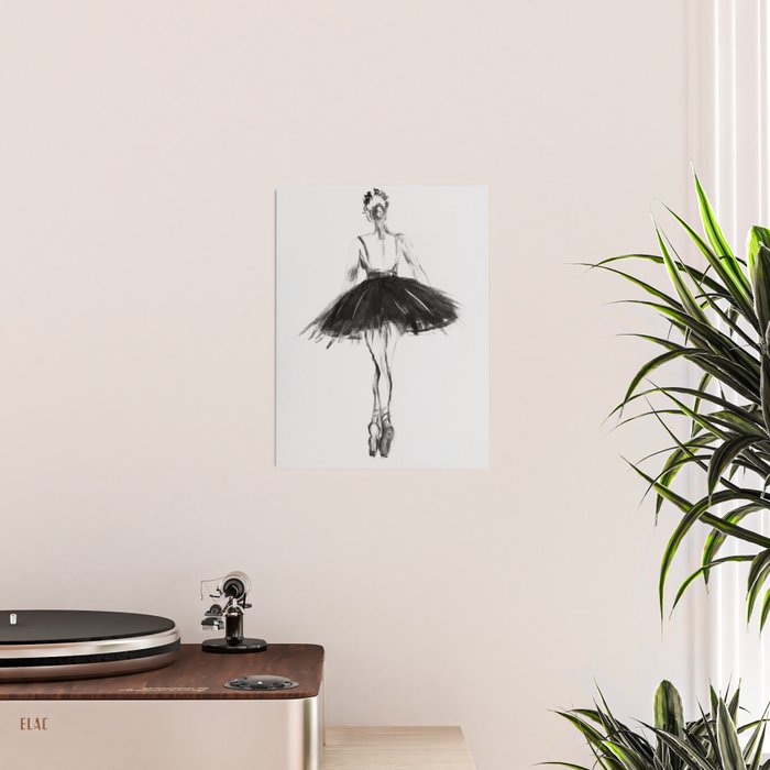 Ballerina, black white, pastel, charcoal Poster Gallery Image 2