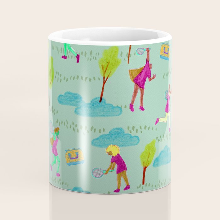 Let's Play Tennis in Soft Green Coffee Mug Gallery Image 4
