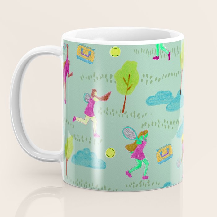 Let's Play Tennis in Soft Green Coffee Mug Gallery Image 3