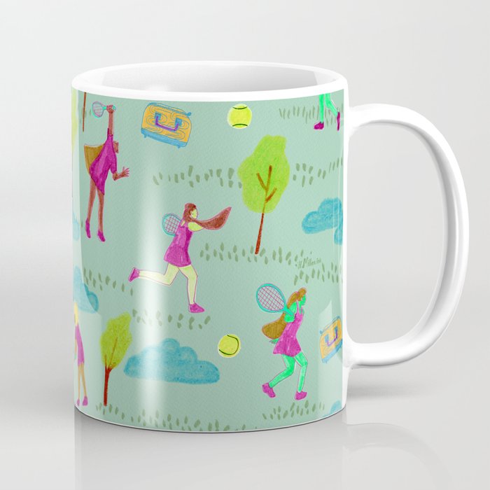 Let's Play Tennis in Soft Green Coffee Mug Gallery Image 1
