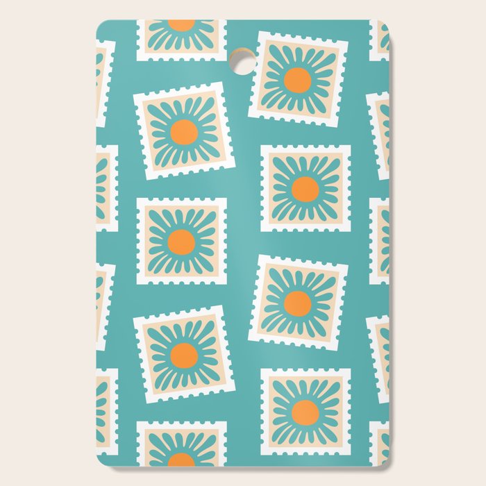 Vintage flower postage stamp pattern Cutting Board Gallery Image 1