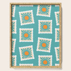 Vintage flower postage stamp pattern Serving Tray Gallery Image 1