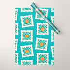 Vintage flower postage stamp pattern Wrapping Paper Gallery Image 1
