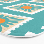 Vintage flower postage stamp pattern Bath Mat Gallery Image 3