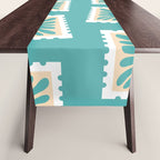 Vintage flower postage stamp pattern Table Runner Gallery Image 1