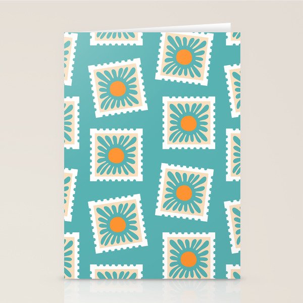 Vintage flower postage stamp pattern Stationery Card Gallery Image 2