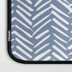 Abstract Herringbone Pattern, Rustic, Blue and White Laptop Sleeve Gallery Image 3