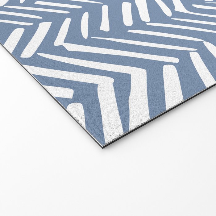 Abstract Herringbone Pattern, Rustic, Blue and White Welcome Mat Gallery Image 2