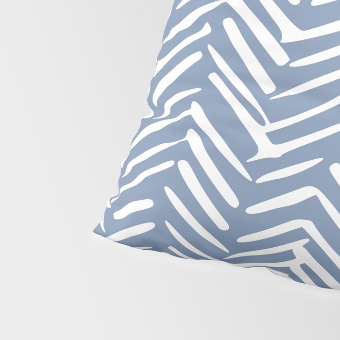 Abstract Herringbone Pattern, Rustic, Blue and White Pillow Sham Gallery Image 4