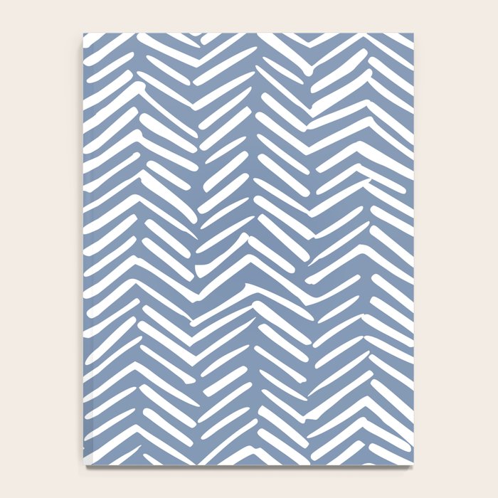 Abstract Herringbone Pattern, Rustic, Blue and White Notebook Gallery Image 4