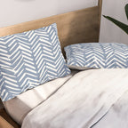 Abstract Herringbone Pattern, Rustic, Blue and White Pillow Sham Gallery Image 2