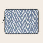 Abstract Herringbone Pattern, Rustic, Blue and White Laptop Sleeve Gallery Image 1