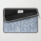 Abstract Herringbone Pattern, Rustic, Blue and White Laptop Sleeve Gallery Image 2