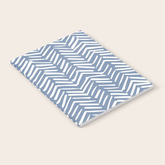 Abstract Herringbone Pattern, Rustic, Blue and White Notebook Gallery Image 2