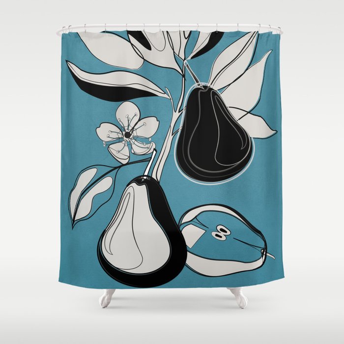 Line Art Pears 1 Shower Curtain Gallery Image 1