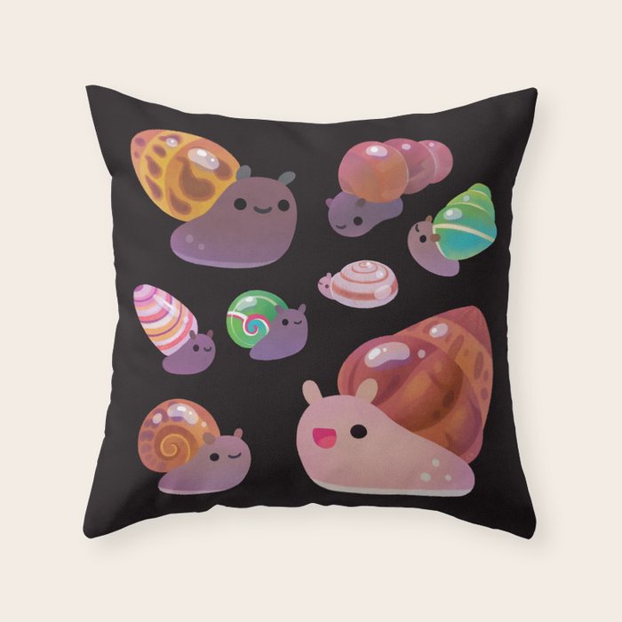 Land snail - dark Throw Pillow Gallery Image 1