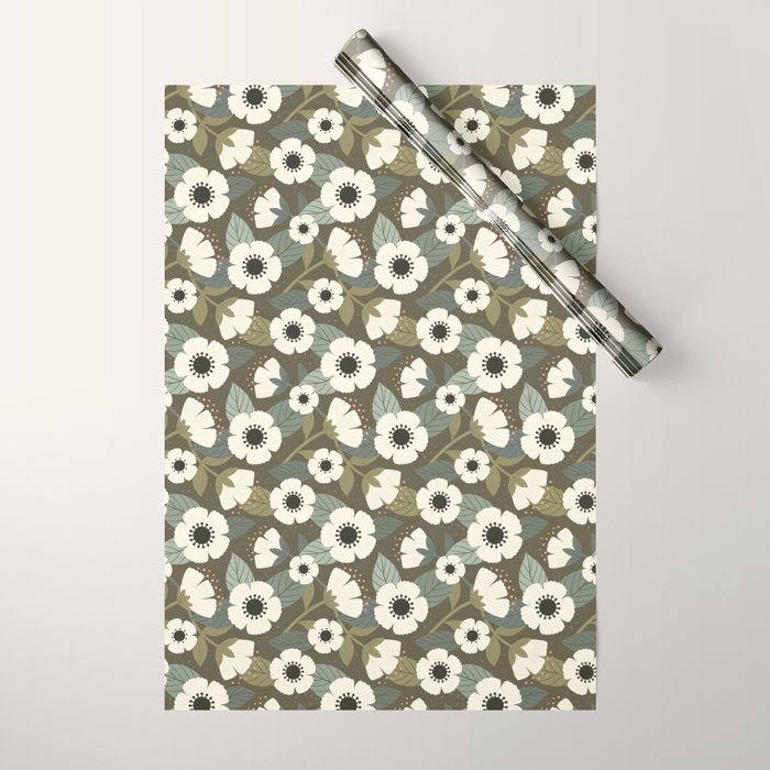 Flower Blossoms and Leaves Wrapping Paper Gallery Image 1