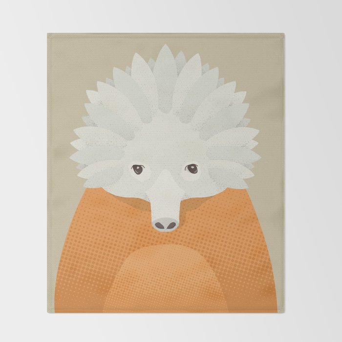 Whimsy Echidna, Animal Portrait Throw Blanket Gallery Image 2