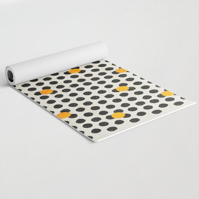 Brushed Strokes | Abstract Mid-Century Dots Pattern Yoga Mat Gallery Image 2