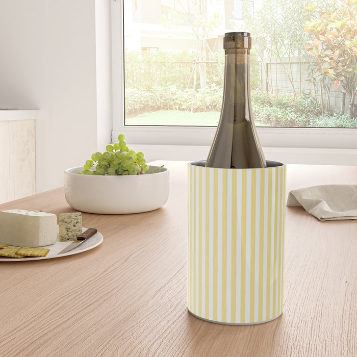 Modern geometrical baby yellow white stripes pattern Wine Chiller Gallery Image 4