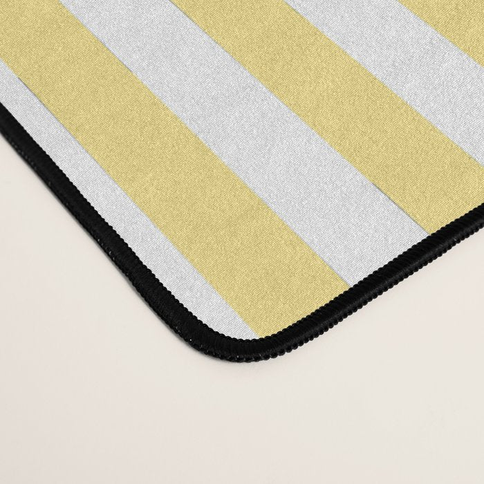 Modern geometrical baby yellow white stripes pattern Desk Mat Gallery Image 4