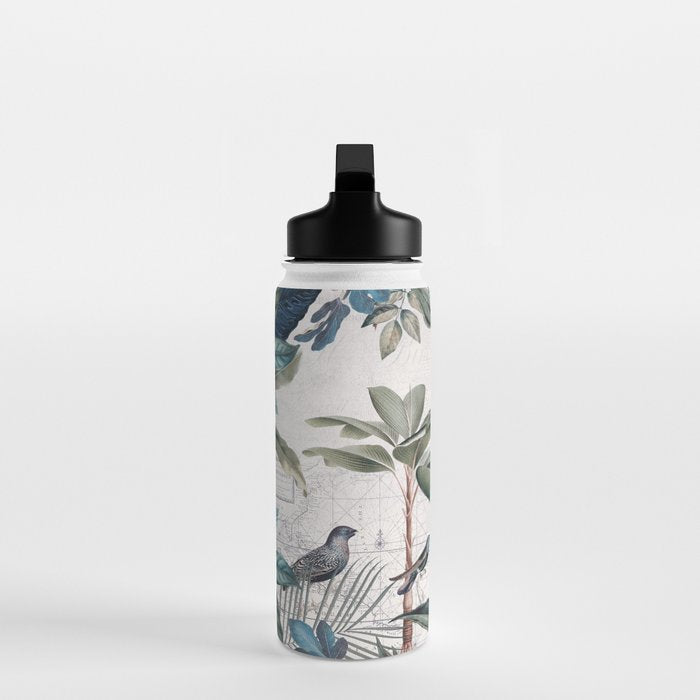 Tropical Birds Paradise Vintage Botanical Illustration Water Bottle Gallery Image 3