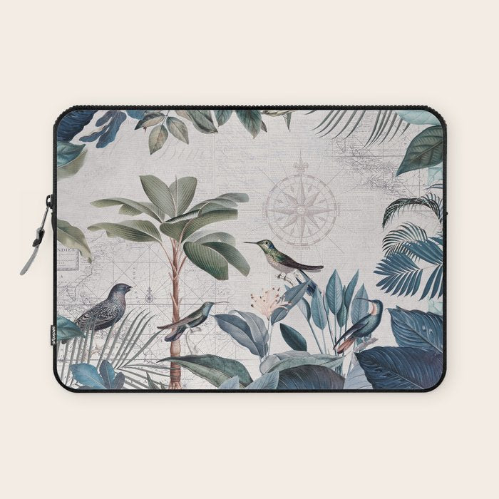 Tropical Birds Paradise Vintage Botanical Illustration Laptop Sleeve Gallery Image 1