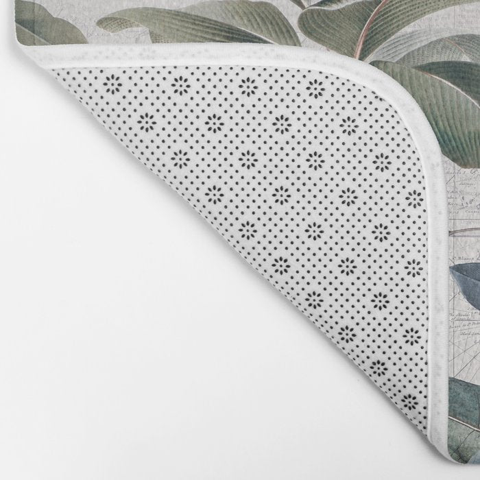 Tropical Birds Paradise Vintage Botanical Illustration Bath Mat Gallery Image 2