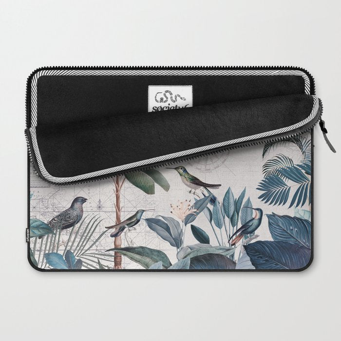 Tropical Birds Paradise Vintage Botanical Illustration Laptop Sleeve Gallery Image 2