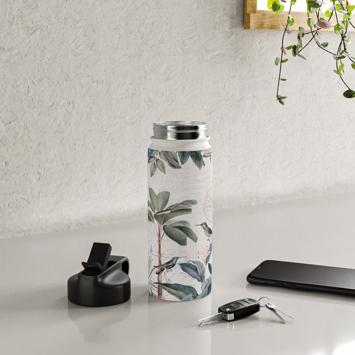 Tropical Birds Paradise Vintage Botanical Illustration Water Bottle Gallery Image 4