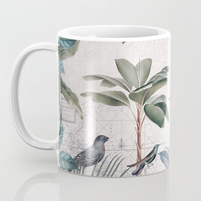 Tropical Birds Paradise Vintage Botanical Illustration Coffee Mug Gallery Image 3
