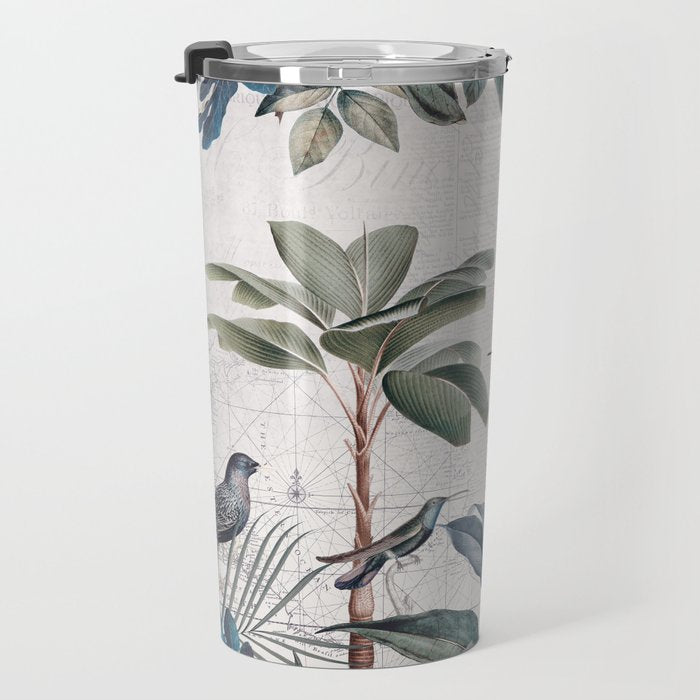 Tropical Birds Paradise Vintage Botanical Illustration Travel Mug Gallery Image 3