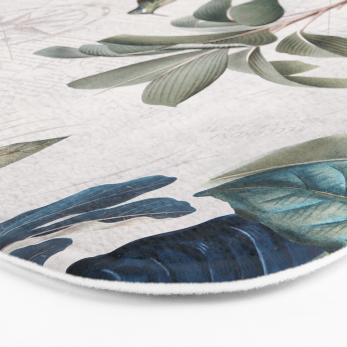 Tropical Birds Paradise Vintage Botanical Illustration Bath Mat Gallery Image 3