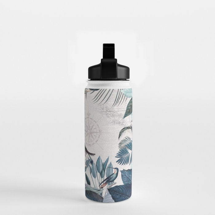 Tropical Birds Paradise Vintage Botanical Illustration Water Bottle Gallery Image 2