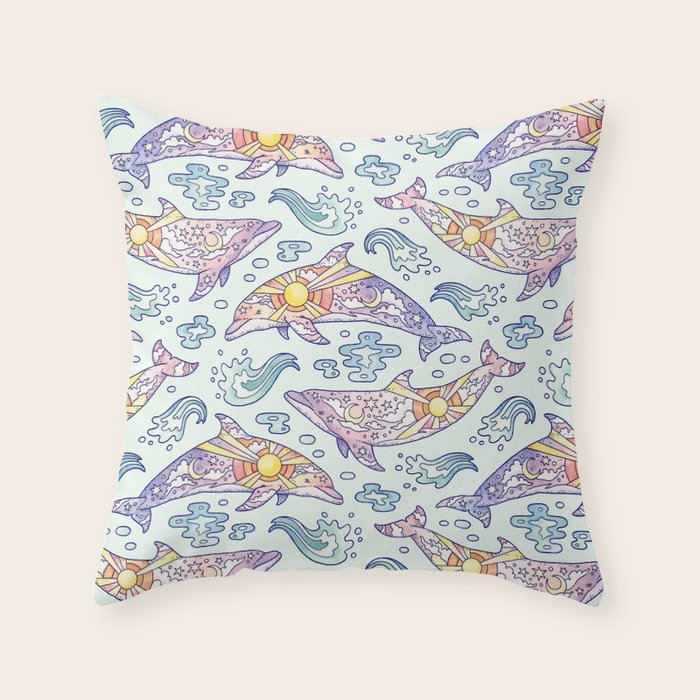 Daybreak Dolphins Throw Pillow Gallery Image 6