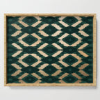 Bohemian Gold Forest Green Ikat Pattern Serving Tray Gallery Image 1
