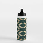 Bohemian Gold Forest Green Ikat Pattern Water Bottle Gallery Image 3
