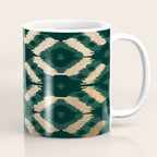 Bohemian Gold Forest Green Ikat Pattern Coffee Mug Gallery Image 1