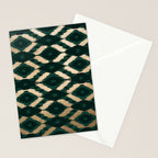 Bohemian Gold Forest Green Ikat Pattern Stationery Card Gallery Image 2