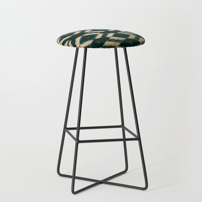 Bohemian Gold Forest Green Ikat Pattern Stool Gallery Image 1