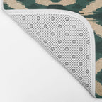 Bohemian Gold Forest Green Ikat Pattern Bath Mat Gallery Image 2