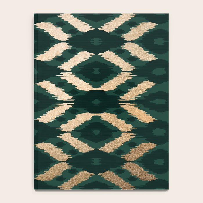 Bohemian Gold Forest Green Ikat Pattern Notebook Gallery Image 4