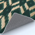 Bohemian Gold Forest Green Ikat Pattern Rug Gallery Image 4