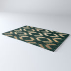 Bohemian Gold Forest Green Ikat Pattern Rug Gallery Image 3