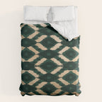 Bohemian Gold Forest Green Ikat Pattern Comforter Gallery Image 6