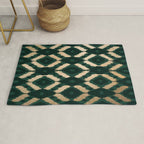Bohemian Gold Forest Green Ikat Pattern Rug Gallery Image 1