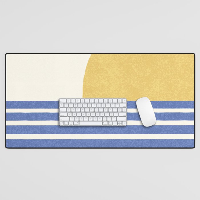 Beach Horizon Lines gold blue Desk Mat Gallery Image 1