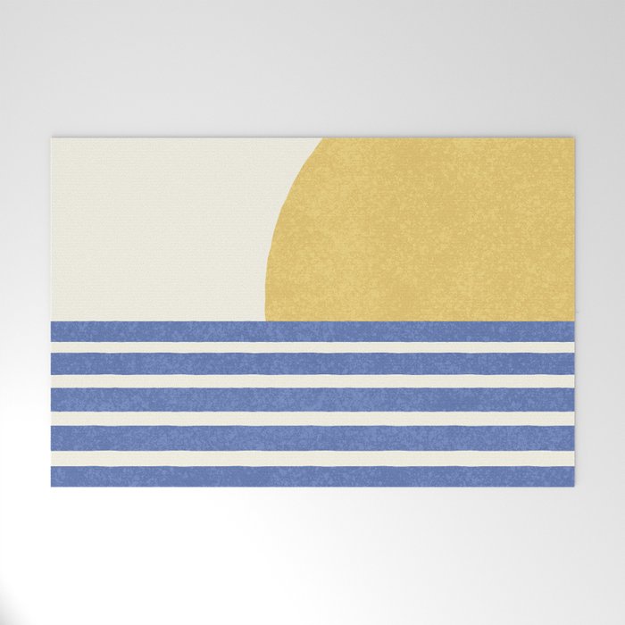 Beach Horizon Lines gold blue Welcome Mat Gallery Image 1