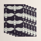 Japanese Crane Ornate Art Deco Black & White Pattern Wrapping Paper Gallery Image 3